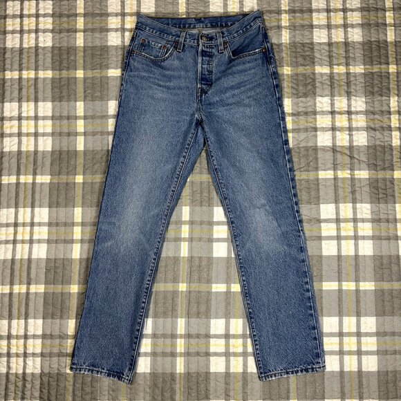 Levi’s 501 Jeans W27 L30 | Button Fly | Faded Straight Leg Distressed Hem - Picture 1 of 15
